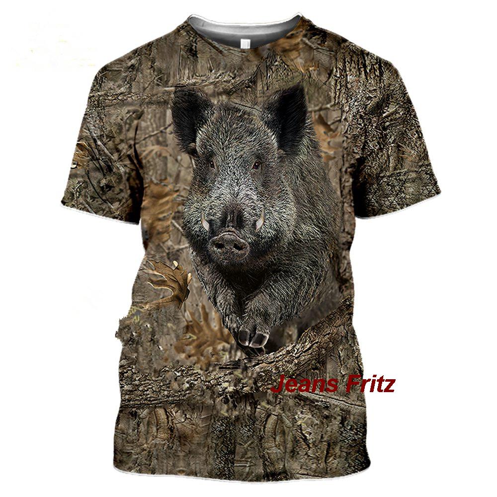 Wildman Hunting & Outdoor - メンズ半袖Tシャツ,カモフラージュ,動物,野生,3D,夏,レジャー,ファッショナブル,ストリート,2023