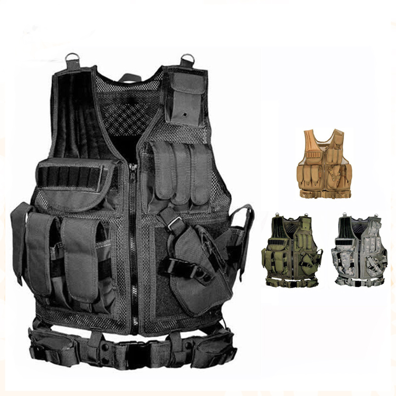 Outdoor Hunting Coat - 調整可能なモールタクティカルベスト戦闘ボディアーマーベスト警備員狩猟軍屋外CS戦争ゲームエアソフトトレーニングジャケット