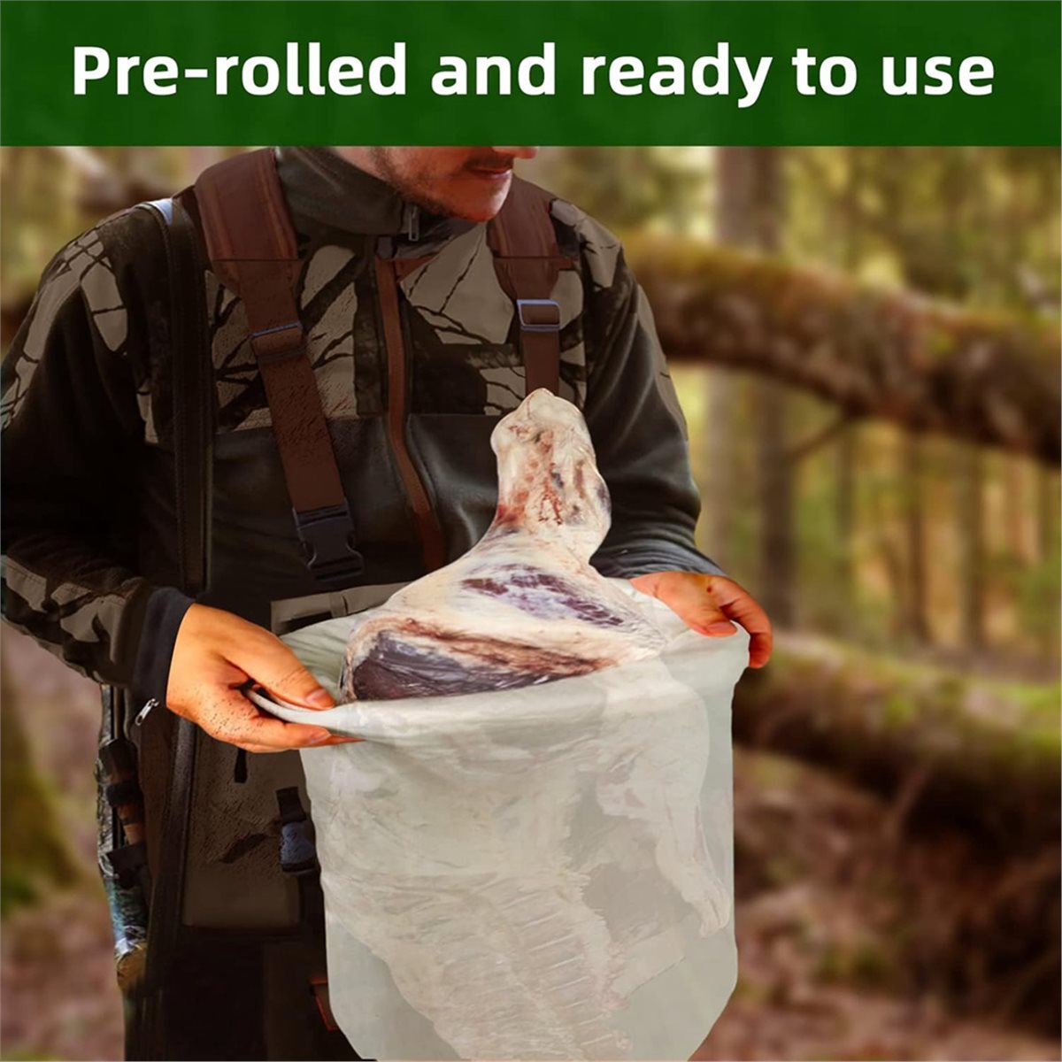 Game Bag Meat Hunting - AB09 ゲームバッグ ハンティングミートバッグ、5枚組 ロール式ヘビーデューティークォーターバッグ、再利用可能で通気性のある肉用ゲームバッグ