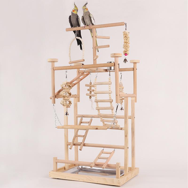 Tree Stand Ladder - ウッドバードパーチプレイスタンド、パロットツリースイング、クライミングラダー、コカティエル用バードケージアクセサリー