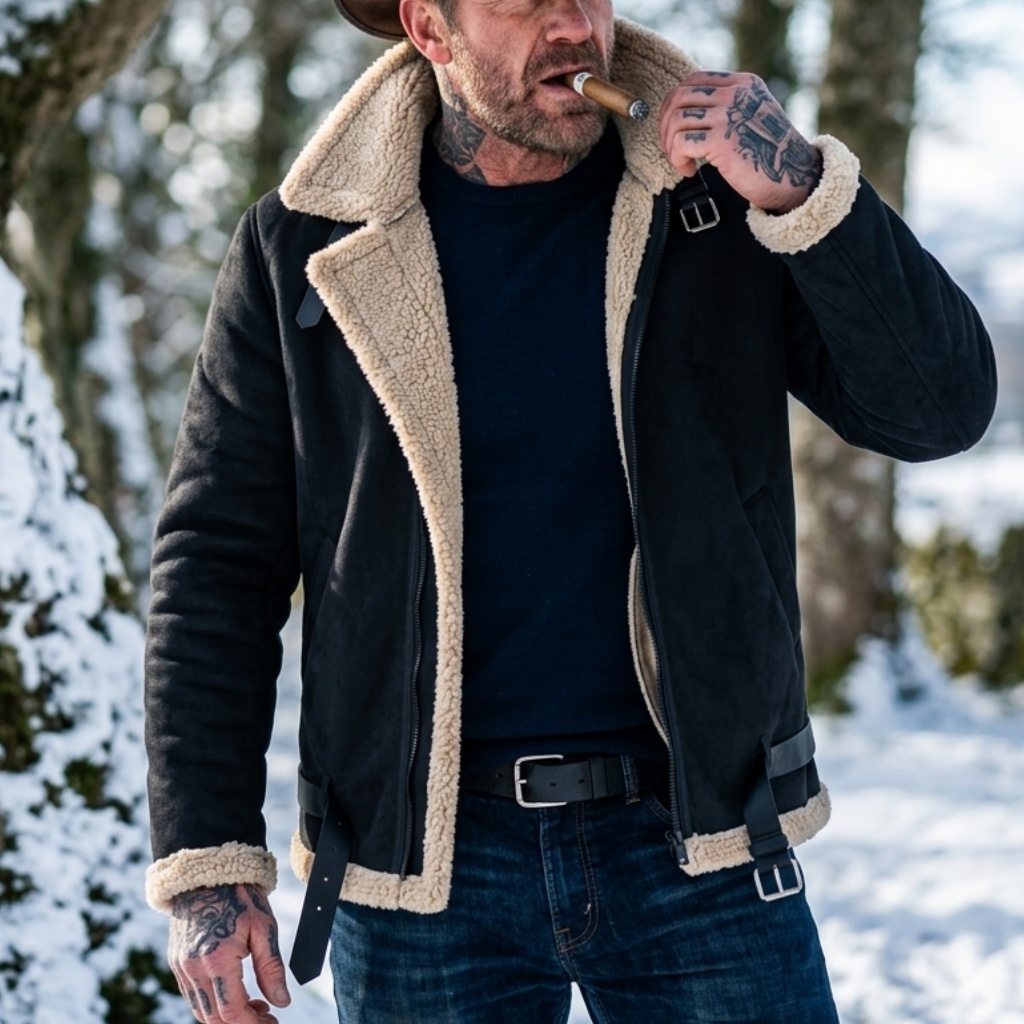 Outdoor Hunting Coat - 男性冬フェイクスエードジャケットフリース裏地付き暖かい豪華なコート狩猟ハイキング防風カジュアルストリート冬男性アウター