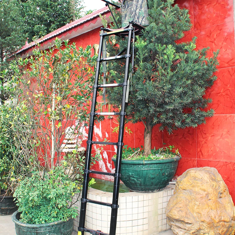 Tree Stand Ladder - SC02伸縮式ツリースタンドラダー2.6M折りたたみ式ツリースタンドシートアルミハンターチェアスタンド動物観察用