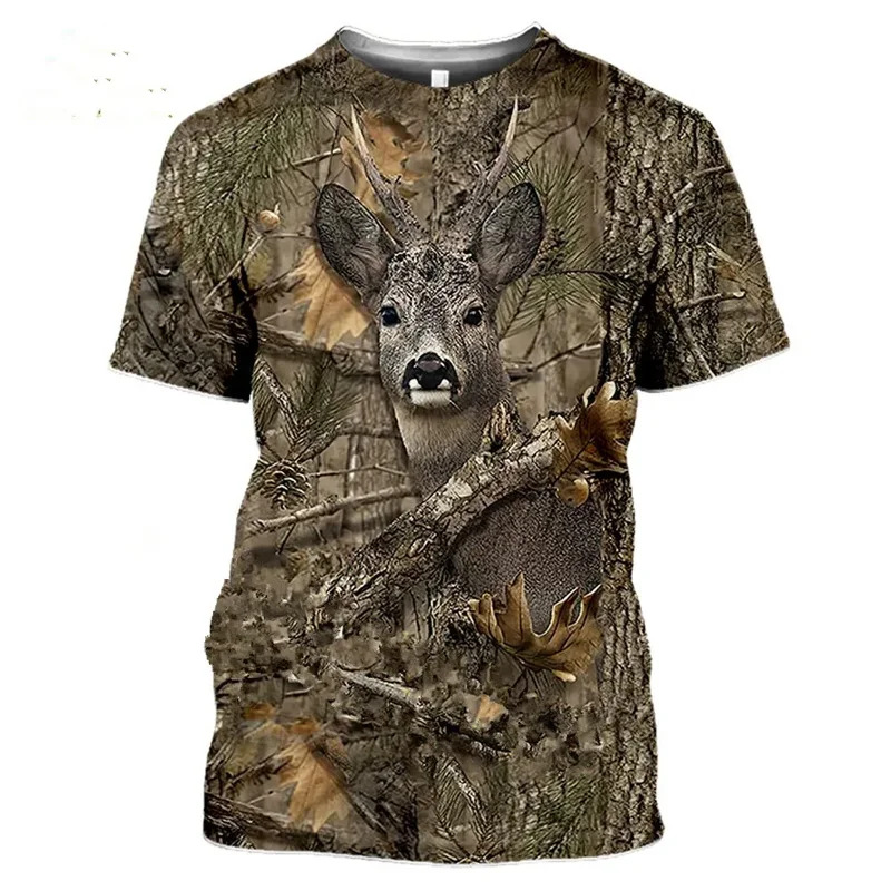 Wildman Hunting & Outdoor - 2026 迷彩狩猟動物イノシシ 3d Tシャツ夏カジュアルメンズ Tシャツファッションストリート女性のプルオーバー半袖