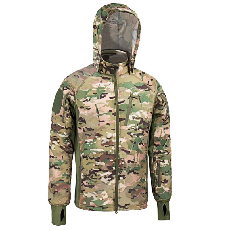 Outdoor Hunting Coat - マルチカム迷彩タクティカルソフトシェルジャケット メンズ 保温 アウトドア ハイキング＆ハンティングコート