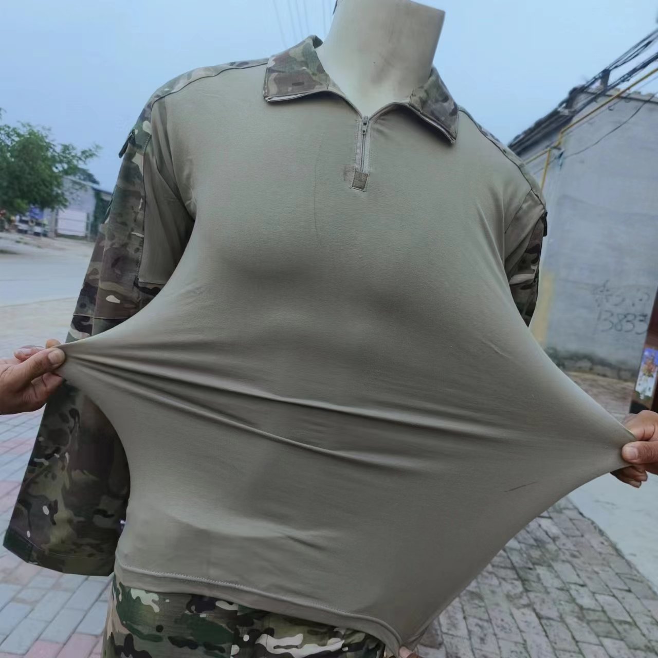 屋外戦術ハイキング Tシャツ男性戦闘軍事陸軍 CP 迷彩長袖 - Outdoor Hunting T Shirts のレビューと価格