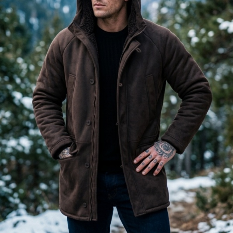 メンズフェイクファー裏地付きフード付き冬用ジャケット |   - Outdoor Hunting Coat のレビューと価格