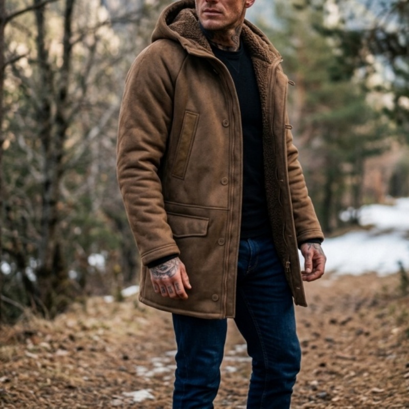 メンズフェイクファー裏地付きフード付き冬用ジャケット |   - Outdoor Hunting Coat のレビューと価格