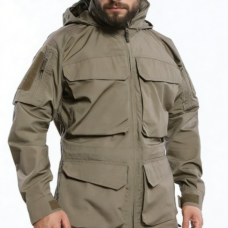 メンズタクティカルジャケットルーズカジュアルマルチポケットア - Outdoor Hunting Coat のレビューと価格