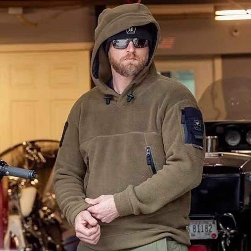 男性の冬の熱フリース屋外狩猟ジッパー軍事戦術ジャケットフード - Outdoor Hunting Hoodie のレビューと価格