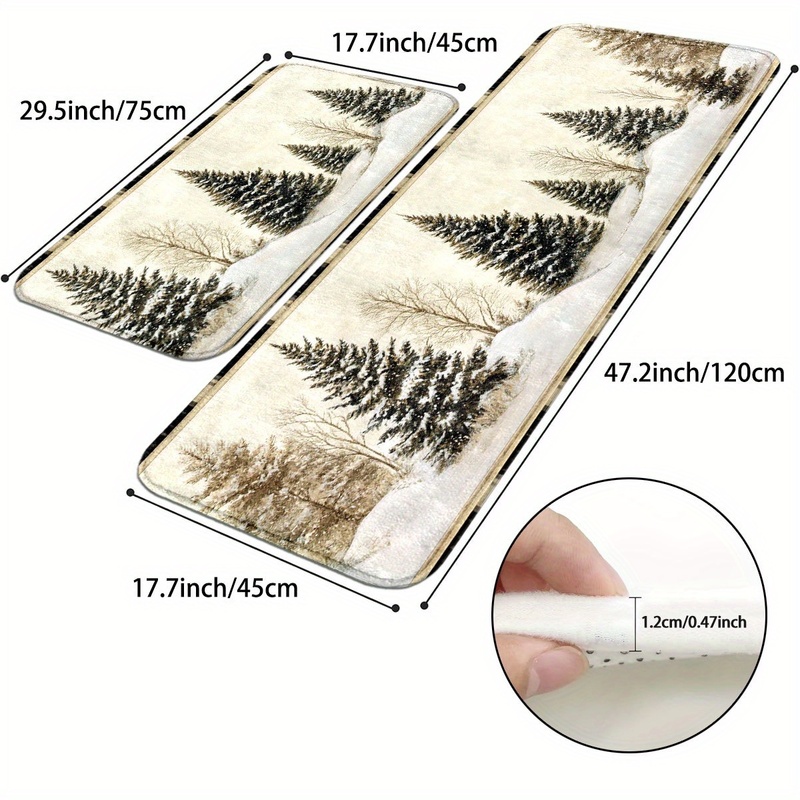 VIKAMA クリスマスカーペット 冬の雪景色 松の木 雪の - Hunting Outdoor Rug のレビューと価格