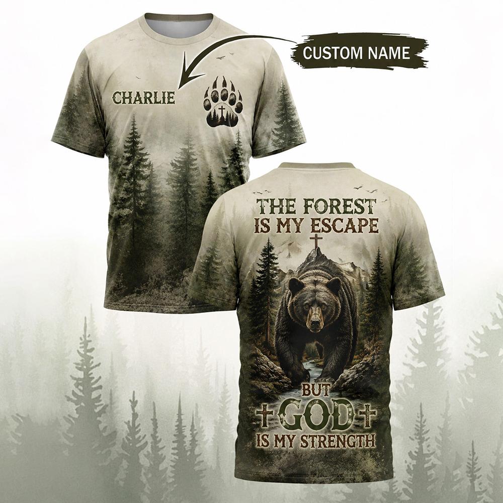 男性ヴィンテージ森林クマプリント Tシャツカスタム名ファッシ - Hunting And Camping In Forest のレビューと価格