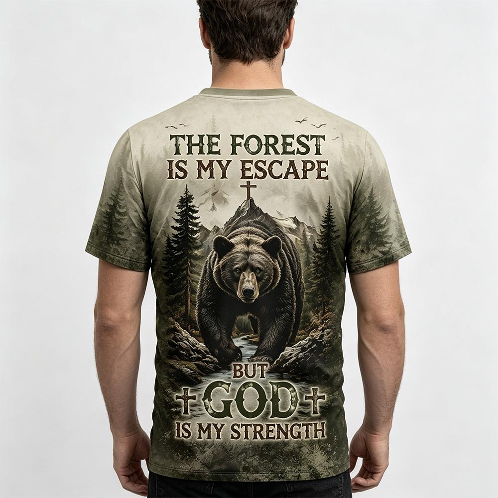 男性ヴィンテージ森林クマプリント Tシャツカスタム名ファッシ - Hunting And Camping In Forest のレビューと価格