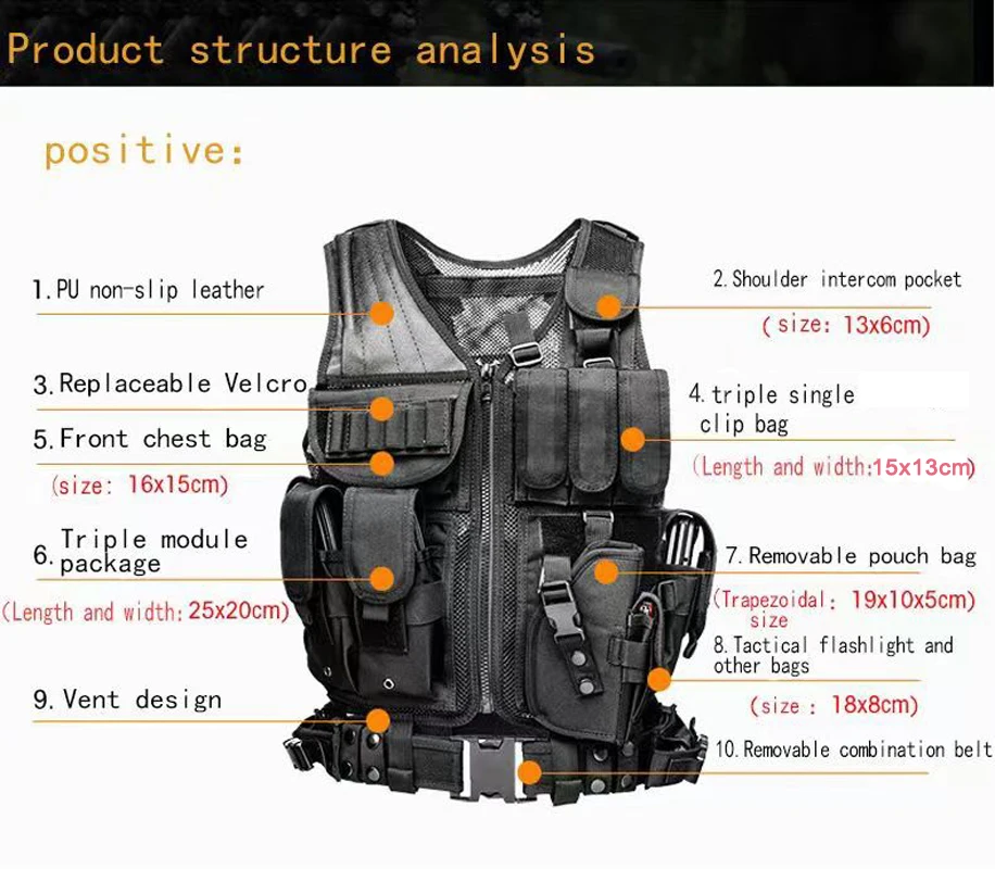 調整可能なモールタクティカルベスト戦闘ボディアーマーベスト警 - Outdoor Hunting Coat のレビューと価格