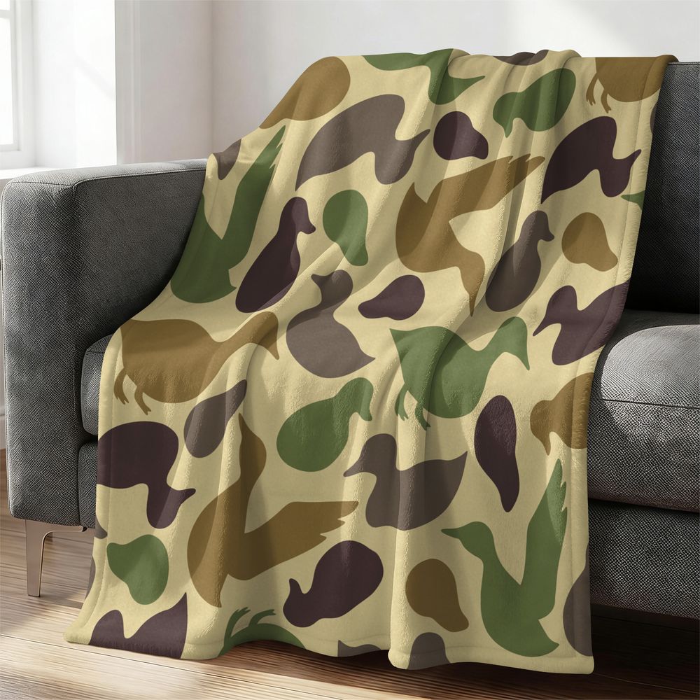 アヒル柄フランネルブランケット ソフトで心地良いスローラグ  - Hunting Outdoor Rug のレビューと価格