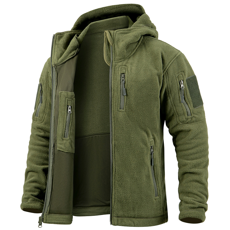メンズ タクティカル フリース ジャケット 冬 暖かい フル - Outdoor Hunting Hoodie のレビューと価格