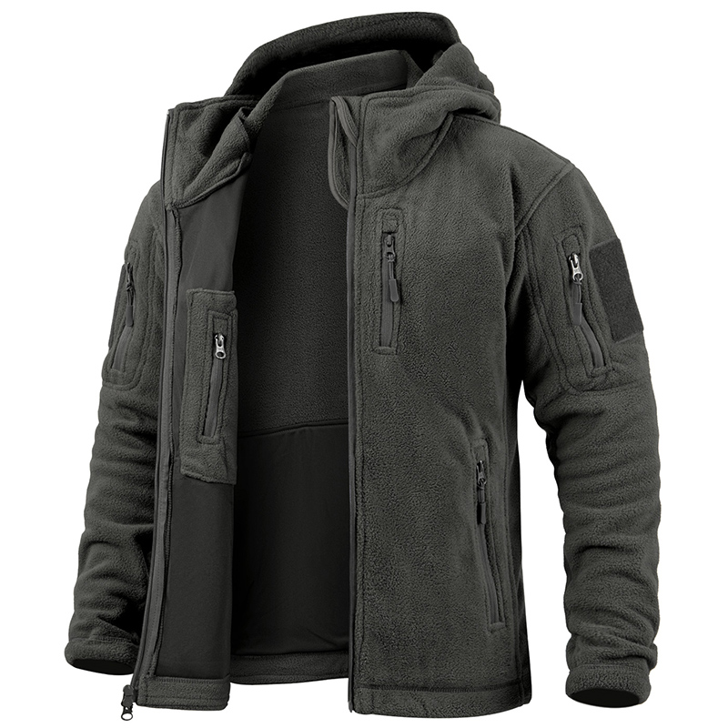 メンズ タクティカル フリース ジャケット 冬 暖かい フル - Outdoor Hunting Hoodie のレビューと価格