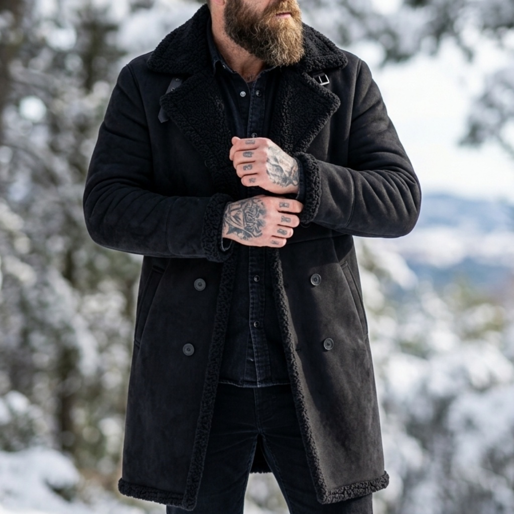 メンズフェイクスエードファー裏地付き冬用ジャケット防風ダブル - Outdoor Hunting Coat のレビューと価格