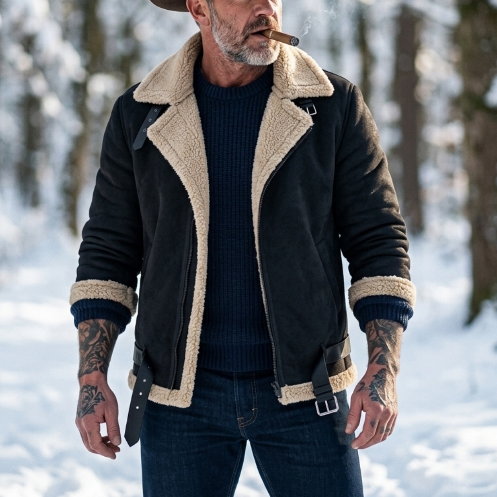 男性冬フェイクスエードジャケットフリース裏地付き暖かい豪華な - Outdoor Hunting Coat のレビューと価格