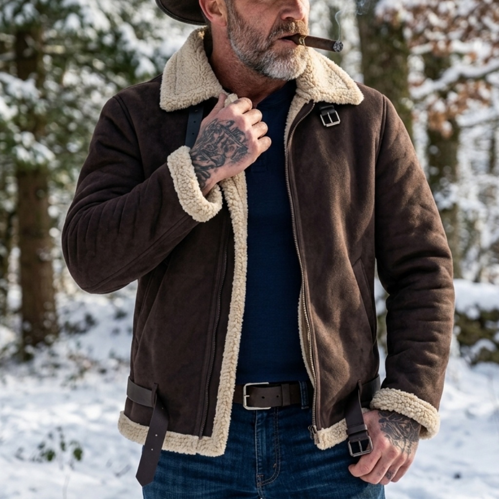 男性冬フェイクスエードジャケットフリース裏地付き暖かい豪華な - Outdoor Hunting Coat のレビューと価格