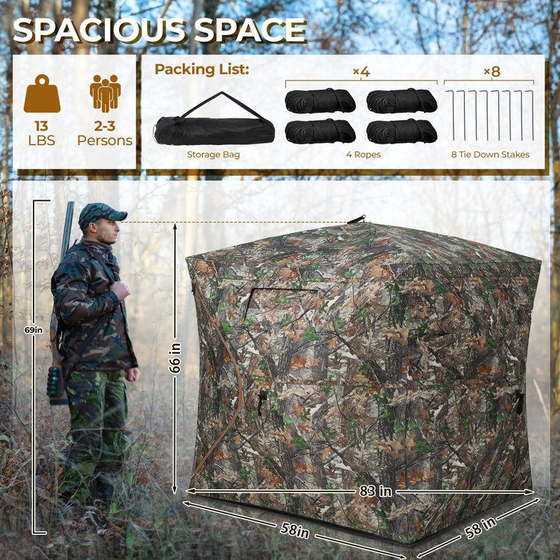 アウトドア迷彩シューティングバードウォッチングクイックオープ - Hunting And Camping In Forest のレビューと価格