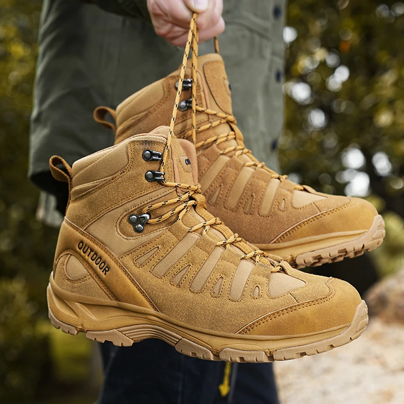 新しいメンズ高品質ブランドレザーブーツ作業安全靴戦術的な砂漠 - Hunting Outdoor Brands のレビューと価格