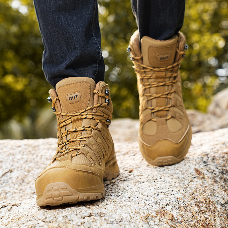 新しいメンズ高品質ブランドレザーブーツ作業安全靴戦術的な砂漠 - Hunting Outdoor Brands のレビューと価格